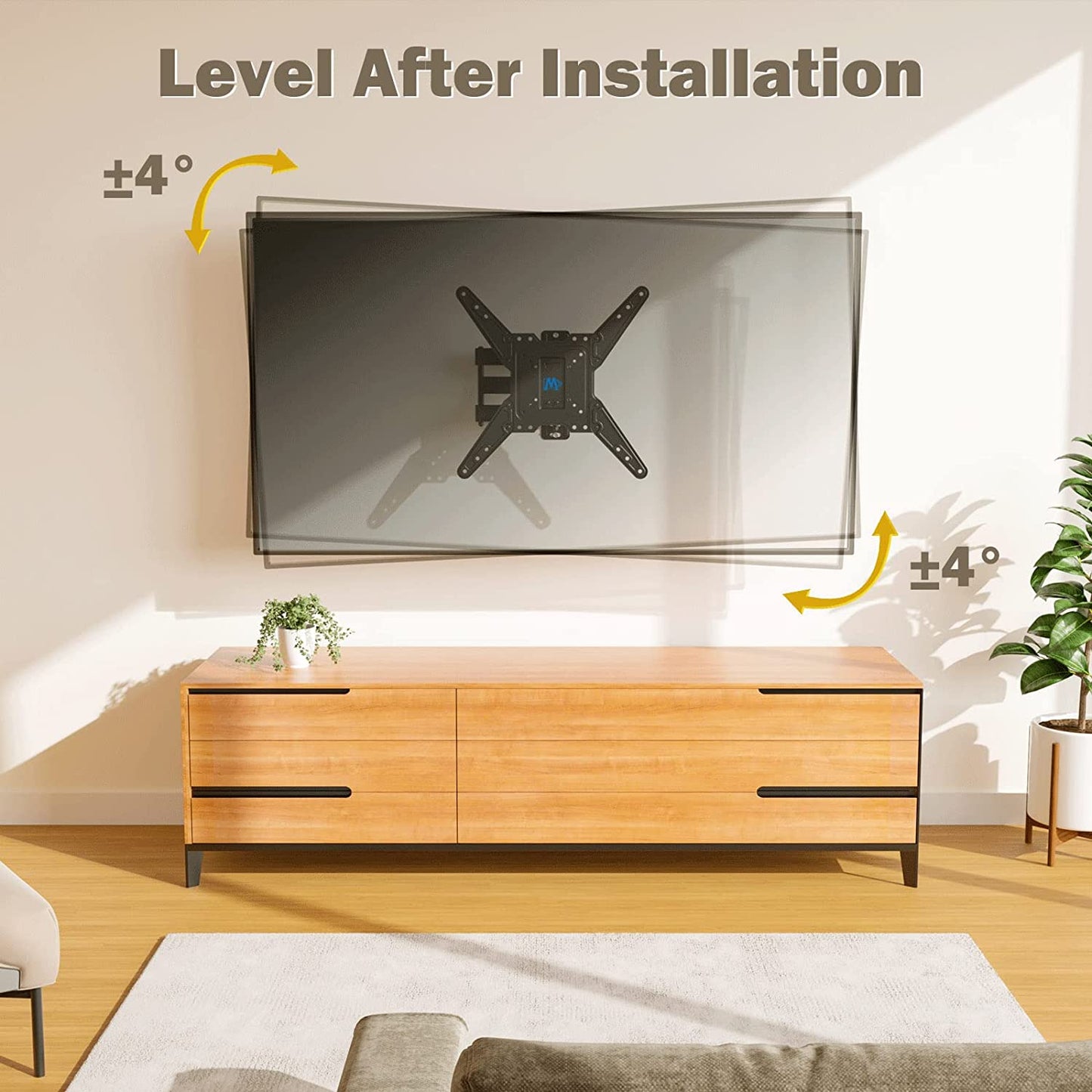 TV Wall Mount for Most 26-55 Inch Tvs, Full Motion TV Mount with Perfect Center Design on Single Stud Articulating Mount Max VESA 400X400Mm up to 77 LBS, Wall Mount TV Bracket MD2413-MX