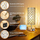Set of 2 Touch Control Crystal Table Lamps with 2 USB Ports, 3-Way Dimmable Bedside Nightstand Gold Lamps with Decorative Crystal, Small Table Lamps for Bedrooms Living Room, Led Bulbs Included