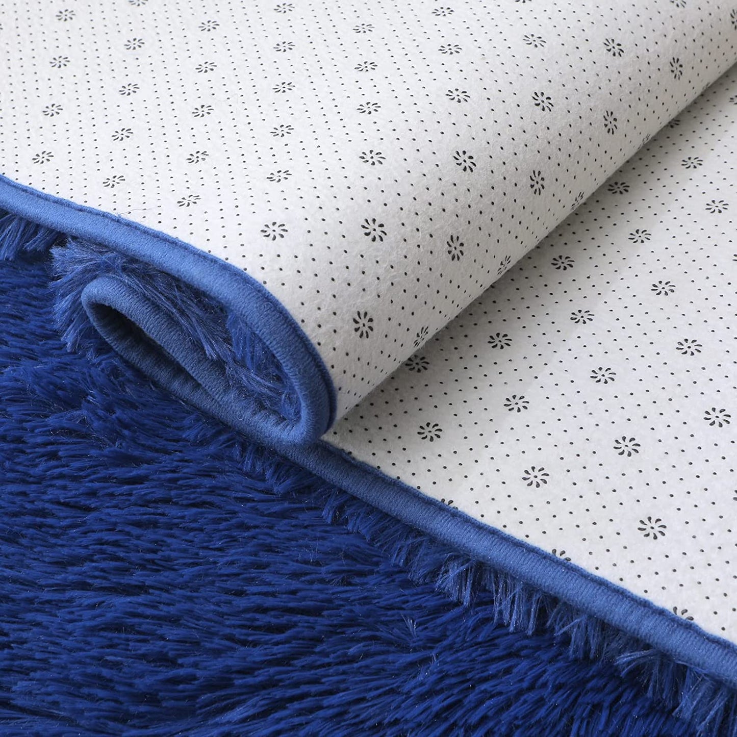 Navy Blue Fluffy Area Rug, Shaggy Rugs for Bedroom 3X5, Soft Fuzzy Rugs Plush Living Room Carpet, Furry Bedside Rug for Kids Room, Shag Rug for Baby Girl Nursery Décor