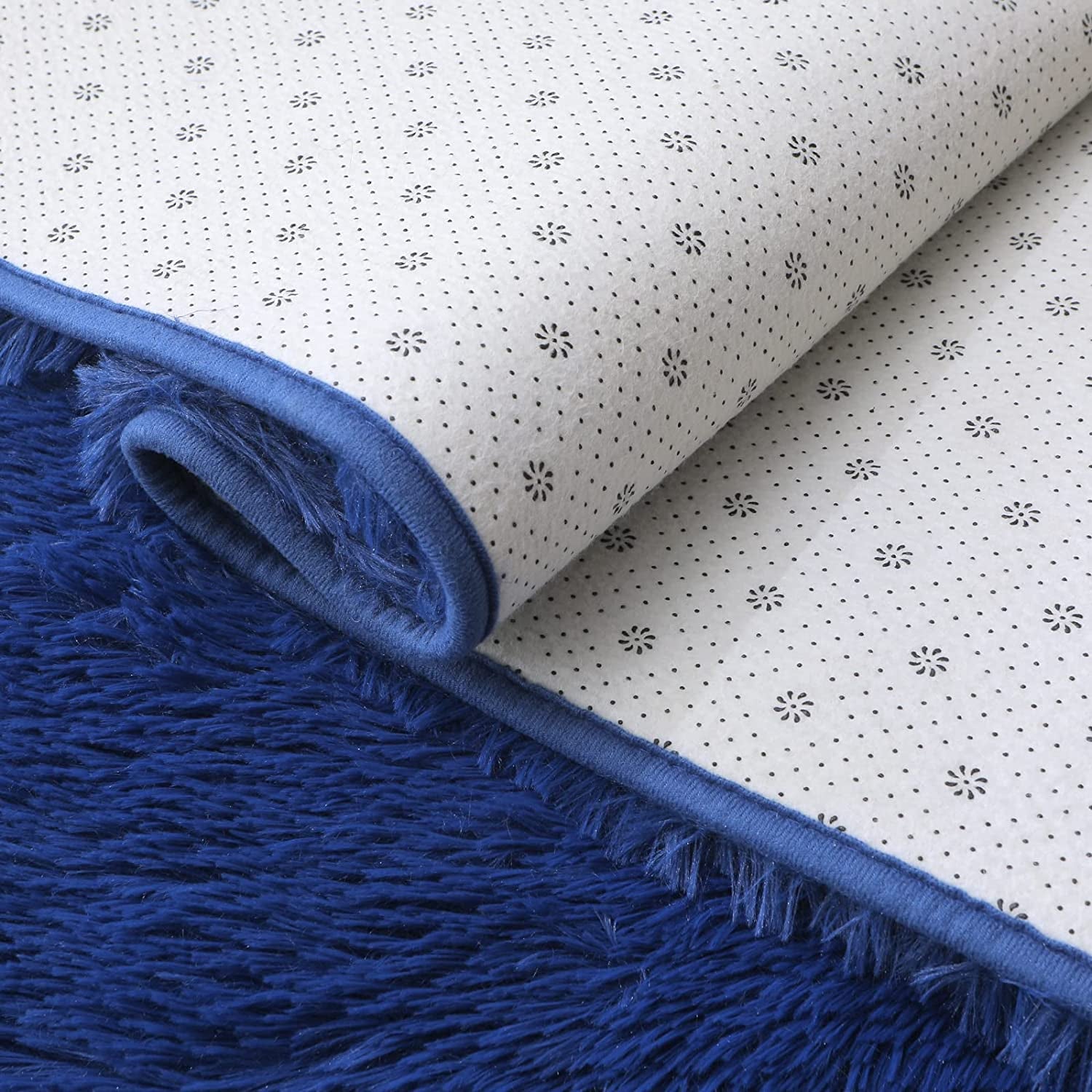 Navy Blue Fluffy Area Rug, Shaggy Rugs for Bedroom 3X5, Soft Fuzzy Rugs Plush Living Room Carpet, Furry Bedside Rug for Kids Room, Shag Rug for Baby Girl Nursery Décor