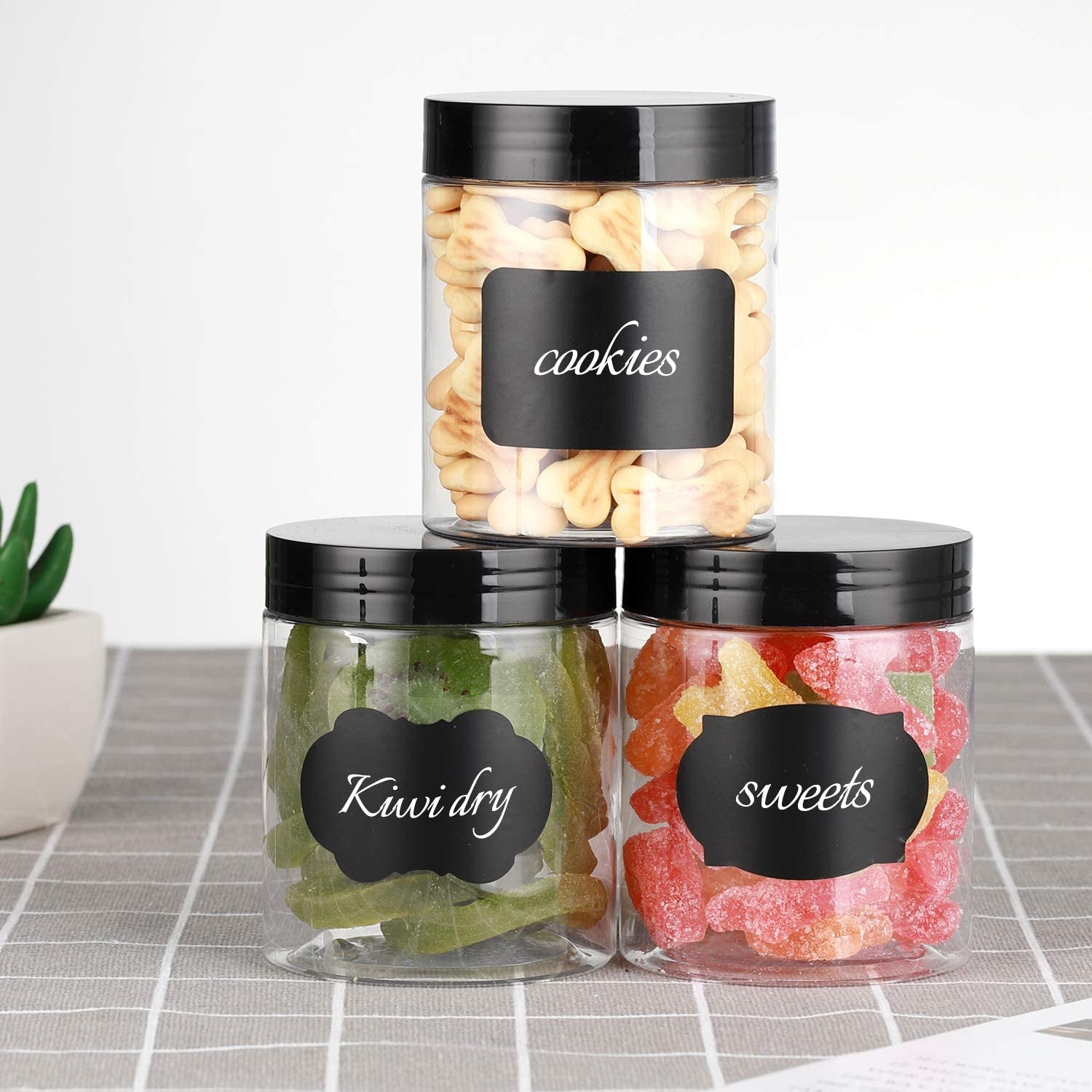 8 OZ Plastic Jars with Lids, () 24 Pack Clear Plastic Slime Containers for Kitchen and Household Food Storage of Dry Goods, Creams and More, BPA Free