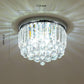 LOCLGPM 4 Light Luxury Glam Chrome Closet Mini Chandelier, Flush Mount Crystal Ceiling Light 11.8 Inch K5 Crystal Raindrop Silver Crystal Chandelier for Dining Room Bedroom Hallway Kitchen
