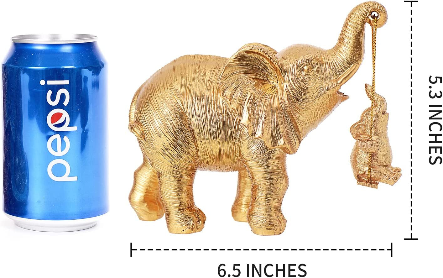 Gold Elephant Decor, Mother Elephant Statue Figurines for Home Decorations Gifts for Women