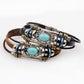 Retro Synthetic Turquoise Unisex Leather Wristband Bracelet for Men or Women