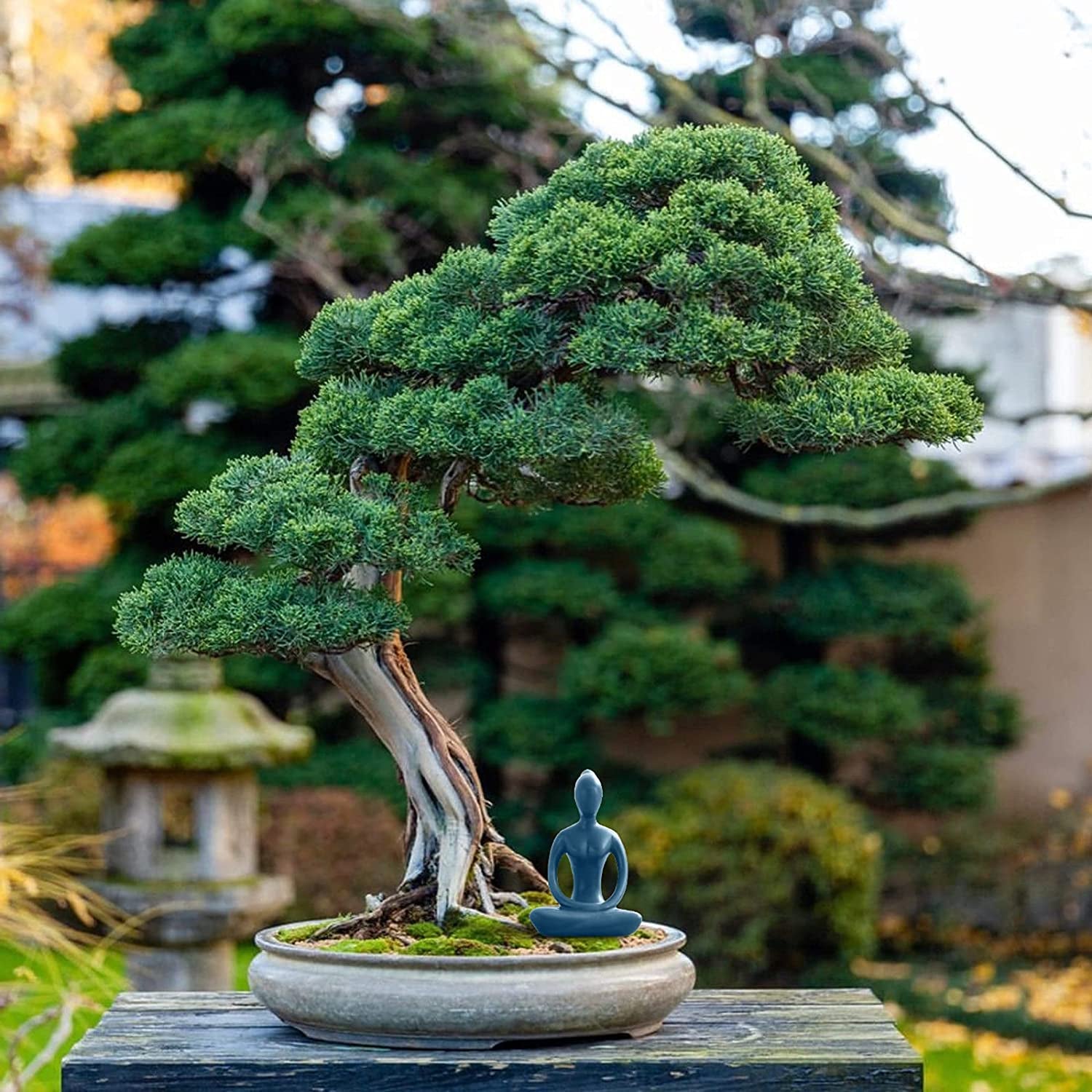 Yoga Pose Statue Zen Decor Figurine Ceramic Blue Yoga Figure Sculpture for Home Desk Decor, 2.1 Inch X 3.3 Inch, 1 PCS