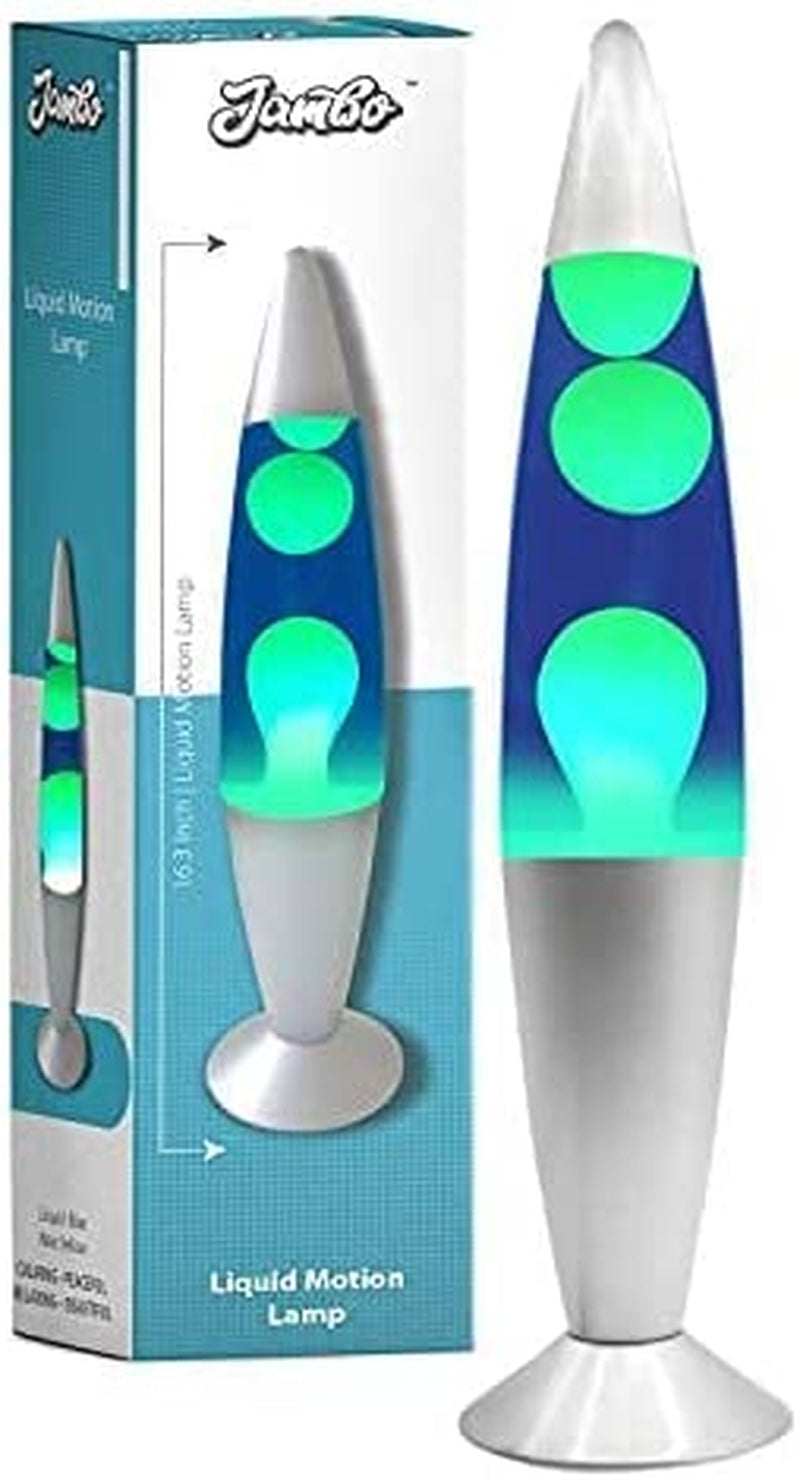 16-Inch Beautiful Lamp with Wax That Flows like Lava (Blue with Yellow/Green Wax, 16 Inch), Relaxing Night Light Nighlight Home Decor Living Room Office Bedroom Lamp for Adults, Teens, and Kids