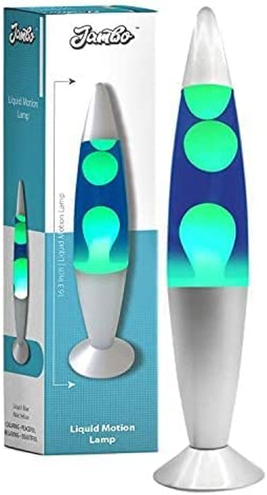 16-Inch Beautiful Lamp with Wax That Flows like Lava (Blue with Yellow/Green Wax, 16 Inch), Relaxing Night Light Nighlight Home Decor Living Room Office Bedroom Lamp for Adults, Teens, and Kids