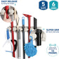 It Mop and Broom Holder, 5 Position with 6 Hooks Garage Storage Holds up to 11 Tools, Storage Solutions for Broom Holders, Garage Storage Systems Broom Organizer for Garage Shelving Ideas