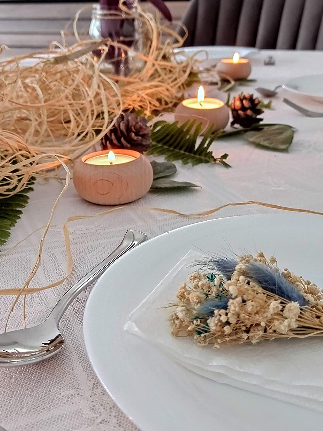 Wood Candle Holders for Votives and Tea Lights Candles Set of 6. Dining and Wedding Table Centerpieces for Receptions or Home Decor, İdeal for Handmade Shower Favors & Housewarming Gift