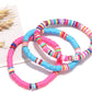 Surfer Heishi Bracelets for Women Stackable Rainbow Vinyl Disc Clay Beaded Stretch Bracelets Elastic Layering Friendship Bracelets Boho Summer Beach Jewelry