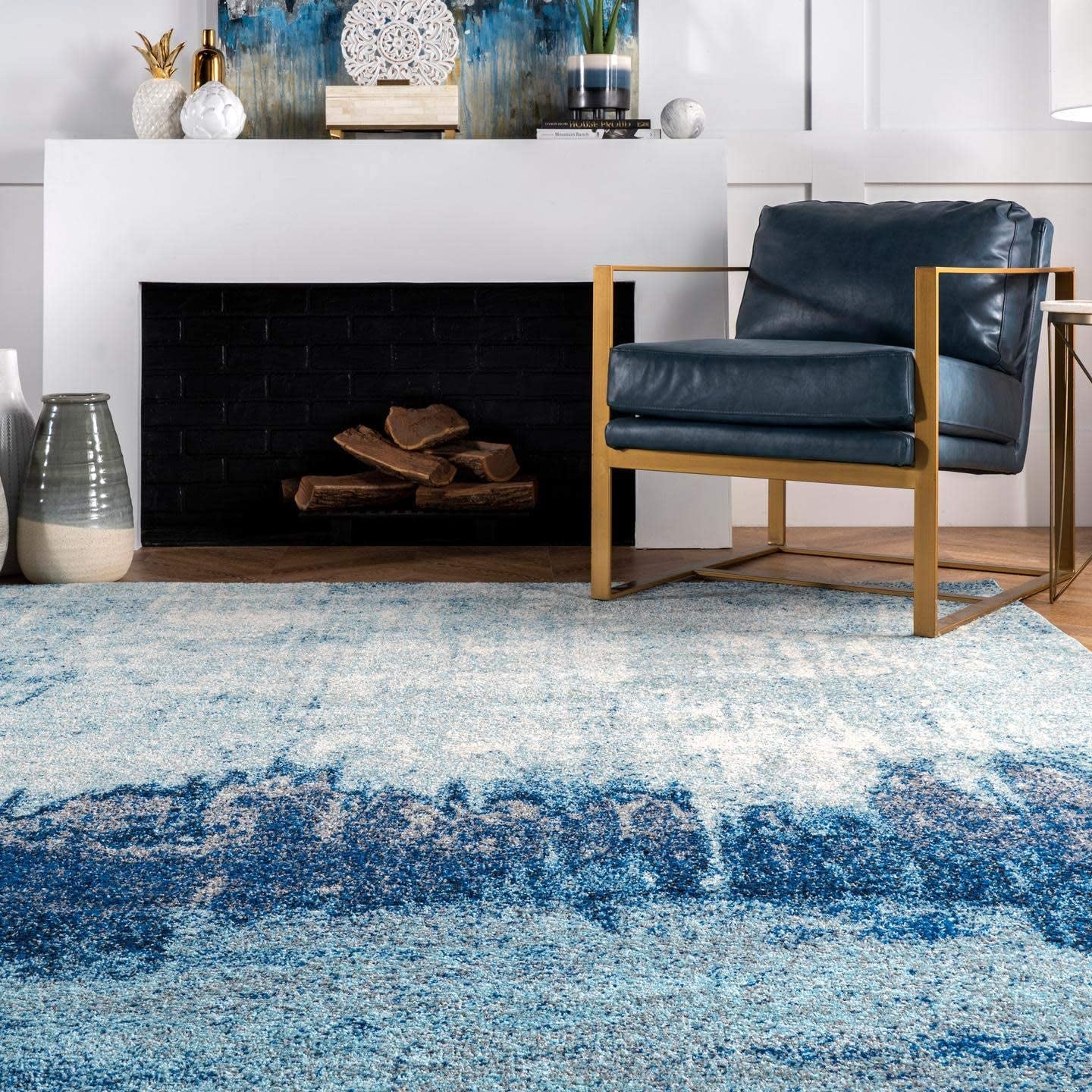 Alayna Abstract Area Rug, 5' X 7' 5", Blue
