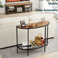 Console Table 2 Tier Narrow Entryway Table with Storage Shelves Half Moon Sofa Couch Table Industrial Small Entry Way Tables for Living Room Bedroom Hallway Office Easy Assembly, Walnut Black