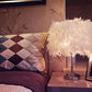 Feather Lamp,White beside Table Lamp for Bedroom,Children,Wedding,Birthday,Vintage Deco Desk Light Free Light Buld Include(A)