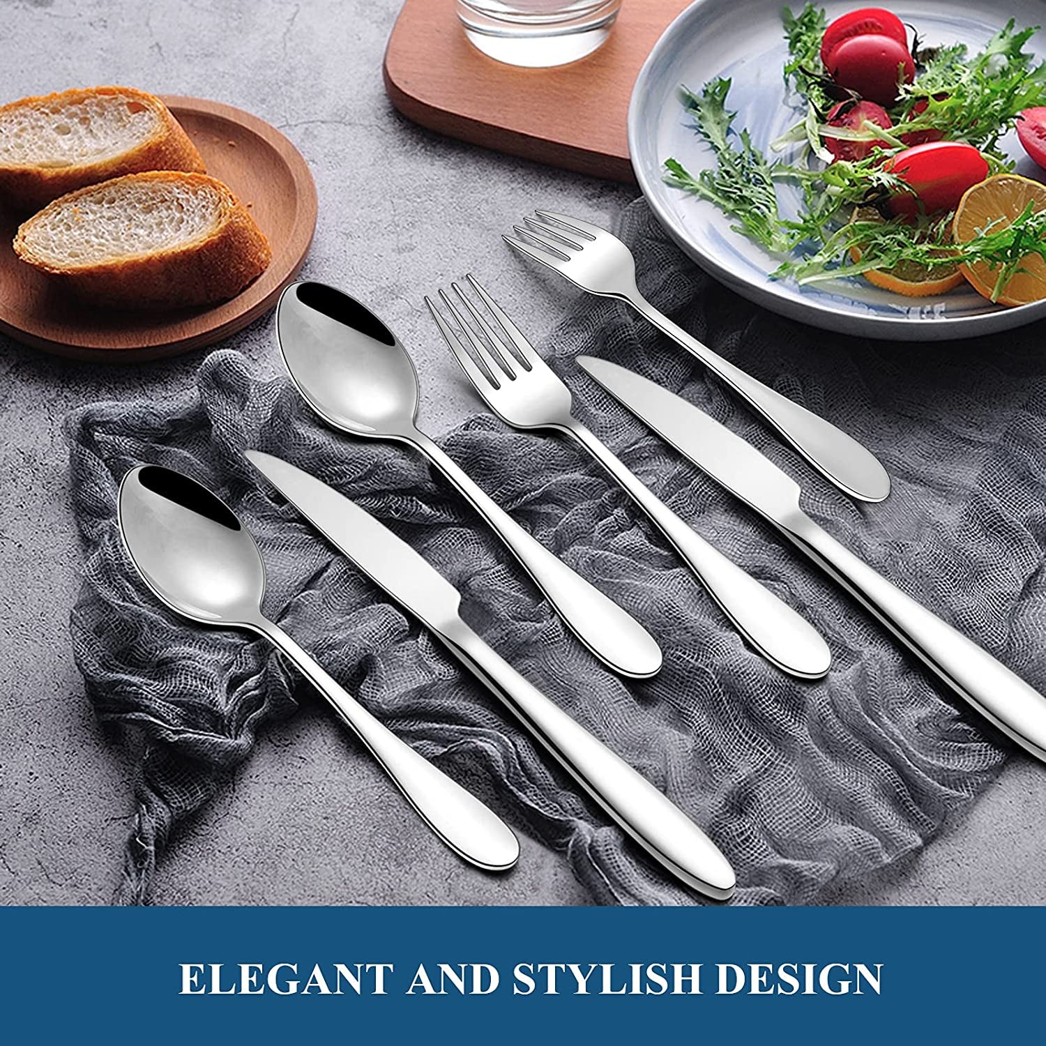 30-Piece Silverware Set,  Stainless Steel Flatware Set Service for 6, Tableware Cutlery Set for Home Kitchen Hotel Restaurant, Mirror Polished, Dishwasher Safe