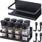 Fridge Magnet Organizer Magnetic Spice Rack with Four Removable Hook Refrigerator Shelf Rack Black (2 Pack)