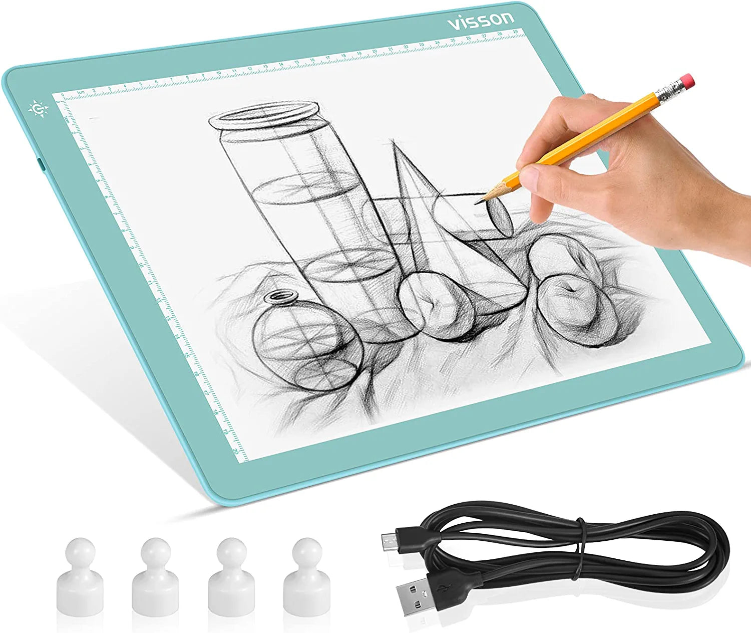Portable A4 Tracing LED Copy Board Light Pad,Light Board with Protect Frame,Ultra-Thin 3 Color Temperatures Stepless Dimming Light Box for Weedind Vinyl,Sketching,Animation,Diamond Painting,Blue
