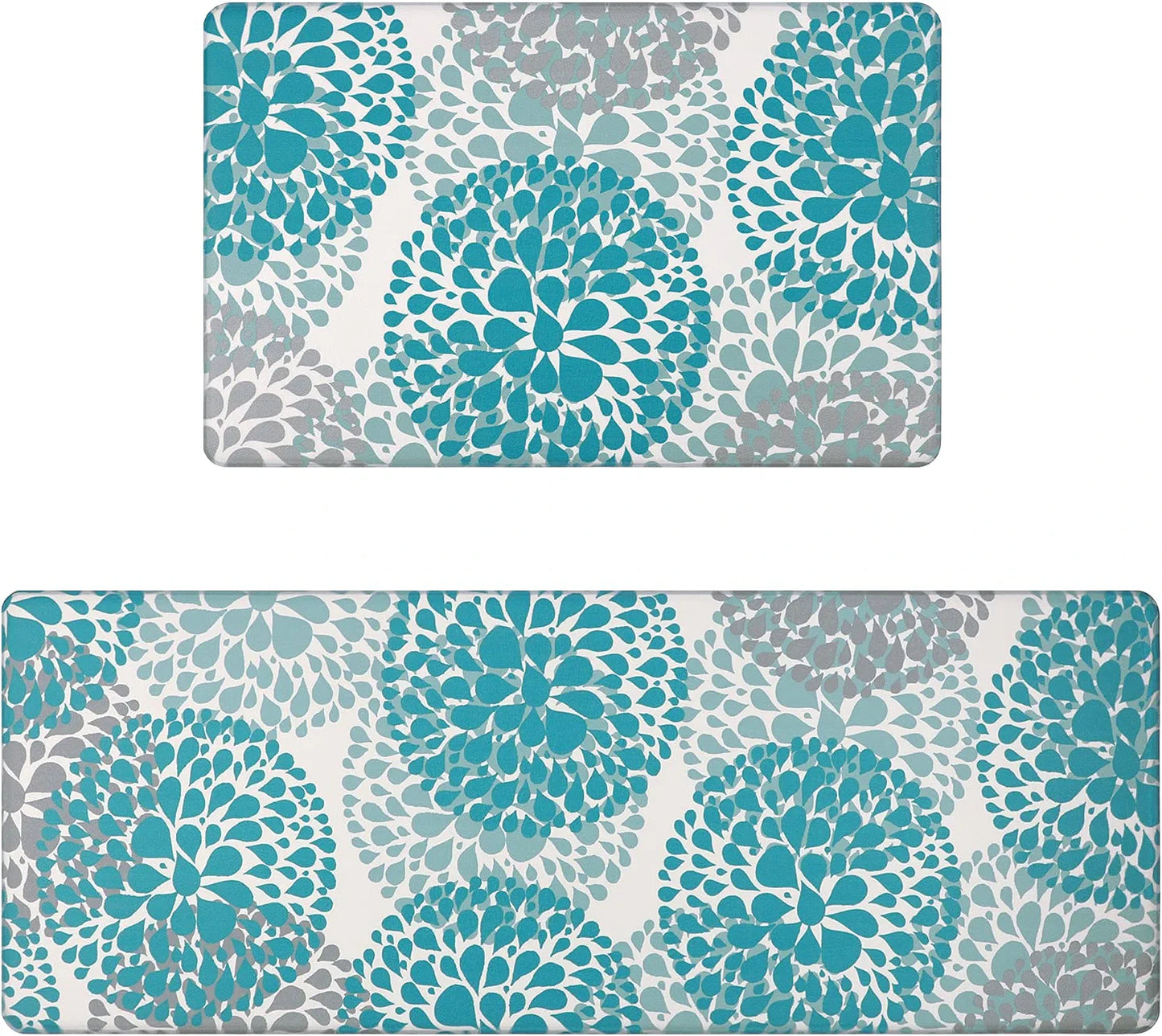 Kitchen Rugs Set anti Fatigue Kitchen Floor Mat Easy to Clean 2Piece Non Slip Comfort PVC Leather Heavy Duty Standing Mats Indoor Outdoor(17.3"×28" and 17.3"×47")