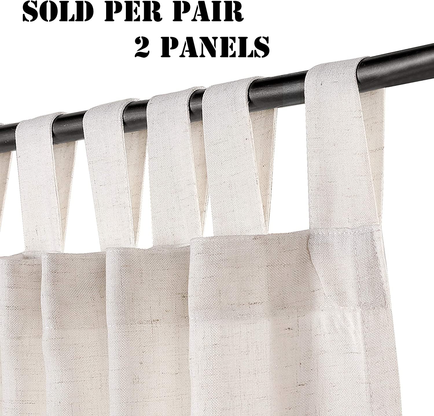 2 Pack Ultra Luxurious High Woven Linen Elegant Curtain Panels Light Reducing Privacy Panels Drapes, Tab Top Curtain Set, Extra Long 52X108-Inch, Natural