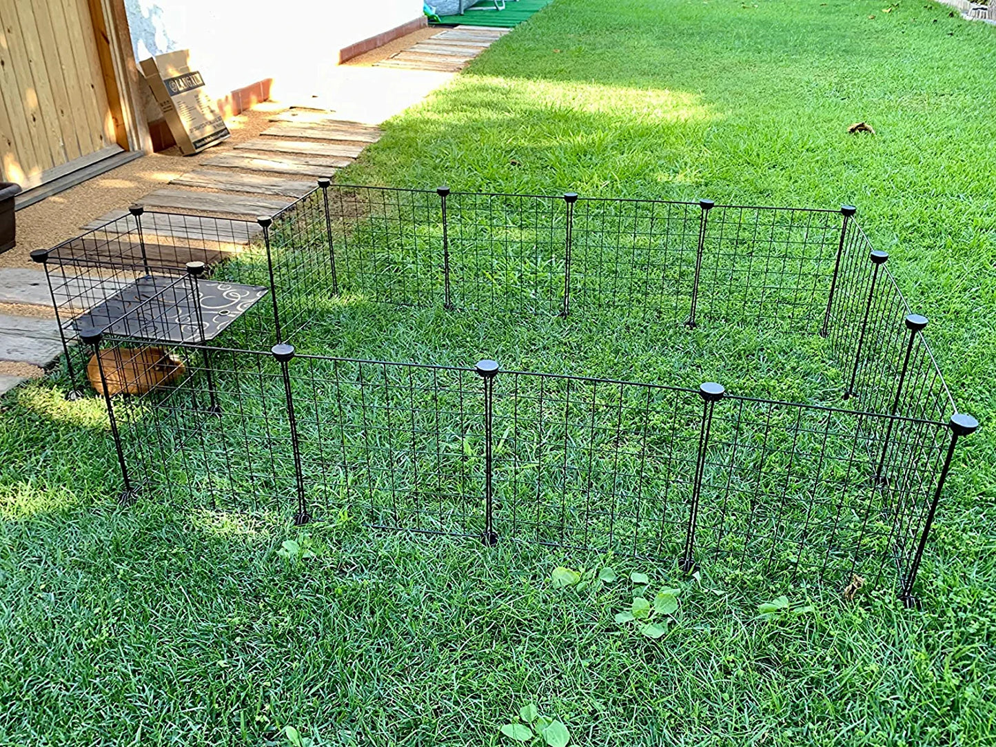 DIY Small Animal Playpen, Pet Playpen, Rabbit Cage, Guinea Pig Cages, Puppy Playpen, Kitten Playpen | Indoor & Outdoor Portable Metal Wire Yard Fence (16Pcs Metal Panels)