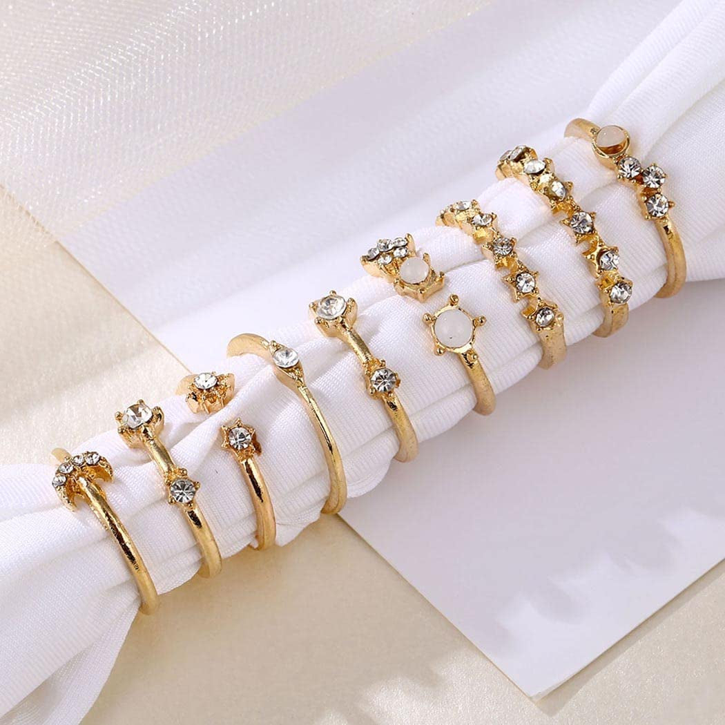 Knuckle Rings Index Finger Rings Hollow Love Rose Gold Ring Sets for Women and Girls