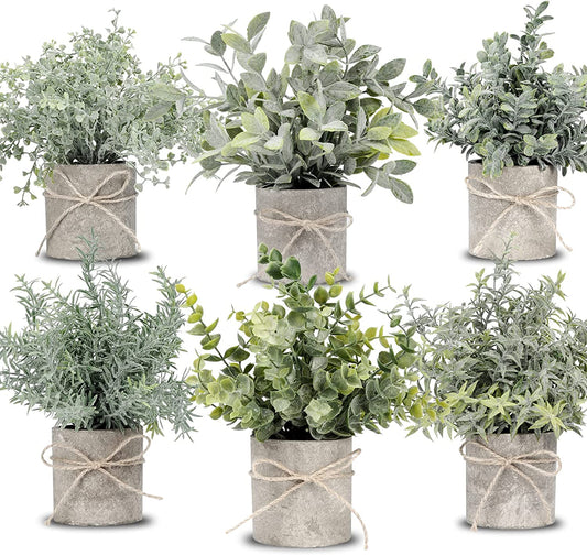 Small Fake Plants Mini Potted Artificial Plants Indoor for Home Office Farmhouse Kitchen Bathroom Table Decor