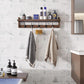 Wall Hooks with Shelf 28.9 Inch Length Entryway Wall Hanging Shelf Wood Coat Hooks for Wall with Shelf Wall-Mounted Coat Hook Rack with 5 Dual Hooks for Bathroom, Living Room, Bedroom (Brown )