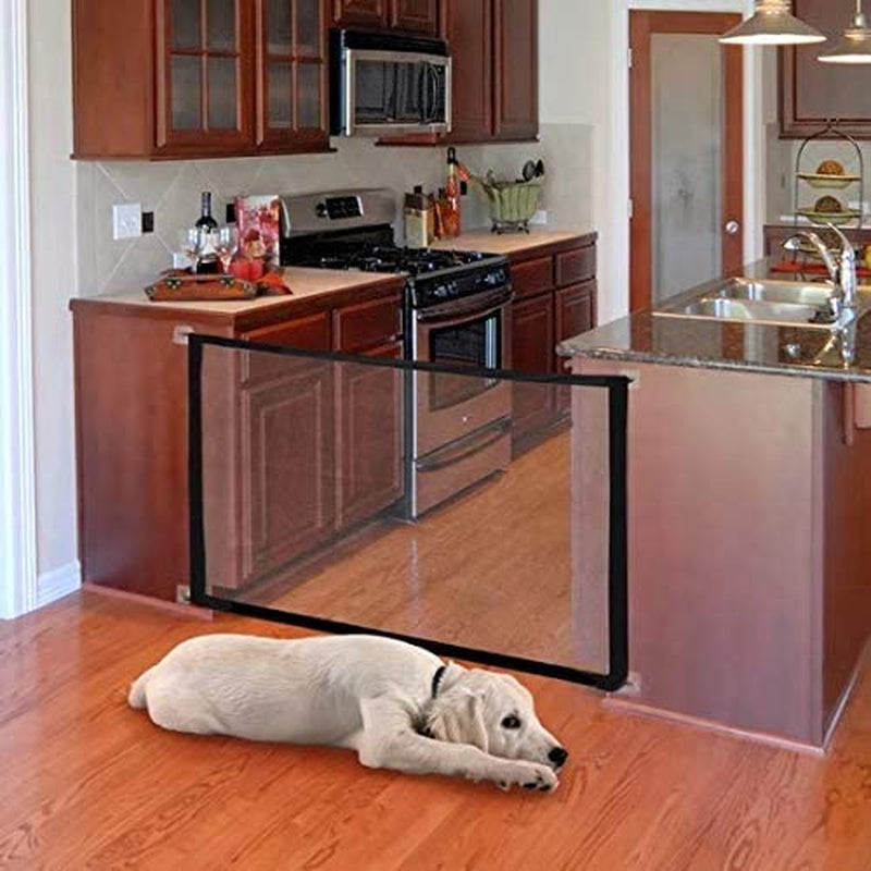 Mesh Dog Gate, Magic Gate for Dog, Portable Folding Pet Gate, Safety Guard for Pet, Safety Fence for House Stair Doorway Door, Black, 28.3*43.8In