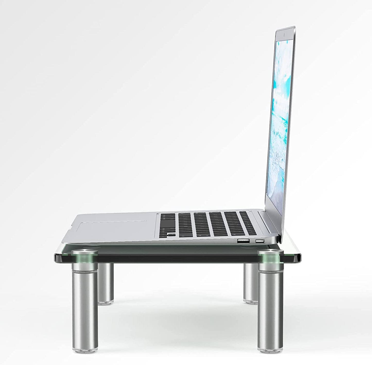 Dual Glass Monitor Stand Riser, 2 Pack Computer Monitor Riser, Clear Monitor Stand for Desk, Create More Storage Space under for Screens/Laptops/Printers