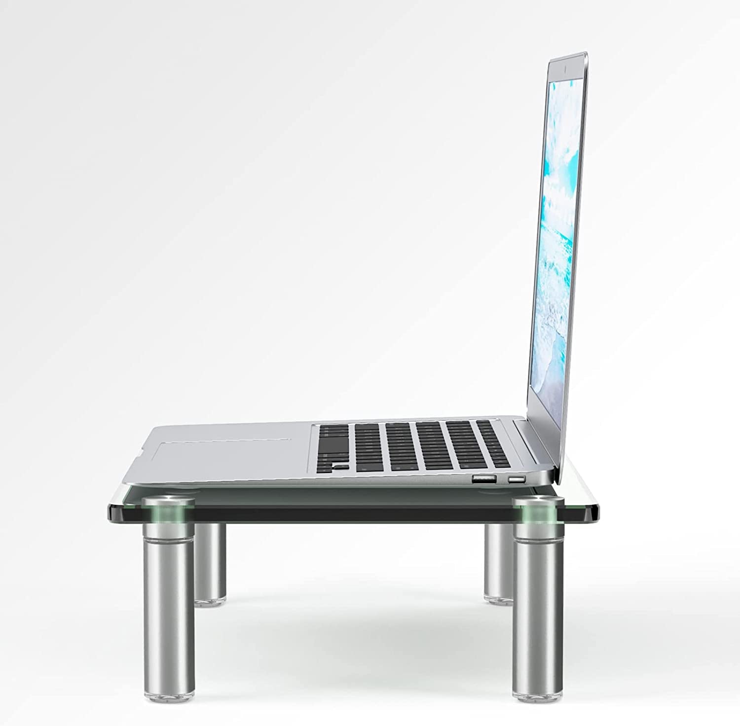 Dual Glass Monitor Stand Riser, 2 Pack Computer Monitor Riser, Clear Monitor Stand for Desk, Create More Storage Space under for Screens/Laptops/Printers
