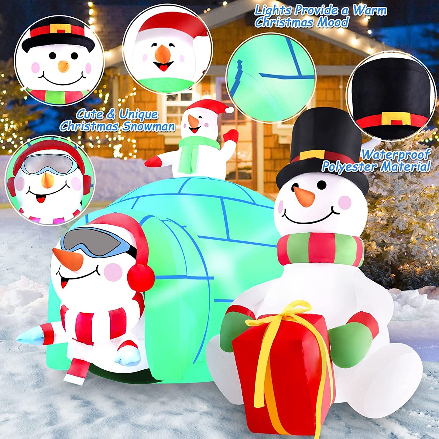 Christmas Inflatables Outdoor Decorations, Blow up Snowman Penguins Inflatable
