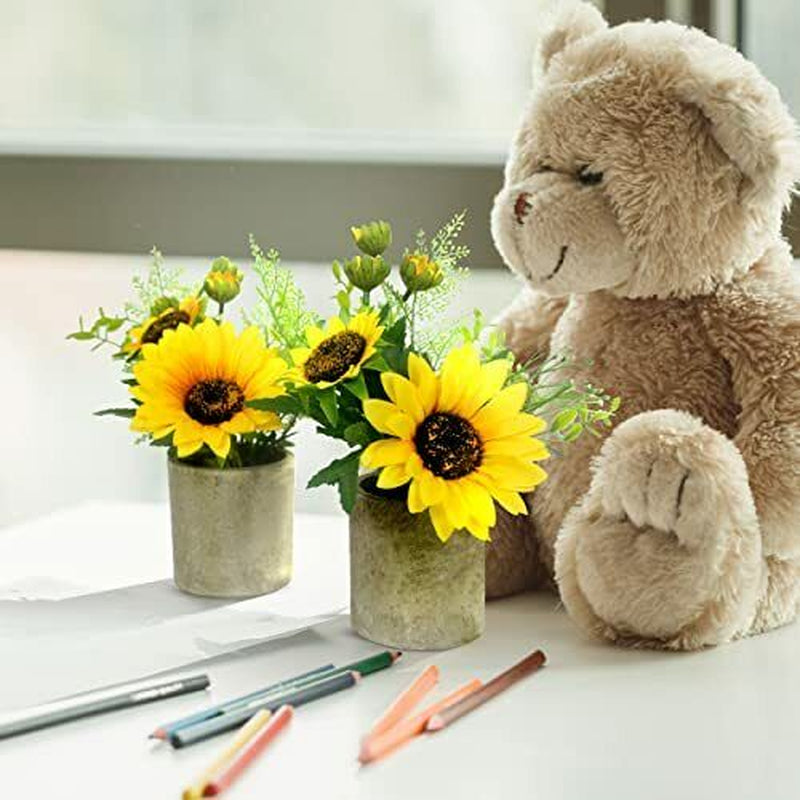 Sunflower Decor Artificial Potted Plants for Bathroom Home Kitchen Rustic Table