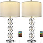 BOBOMOMO 26.5" Metal Crystal USB Table Lamps Set of 2 for Living Room Bedroom, Silver