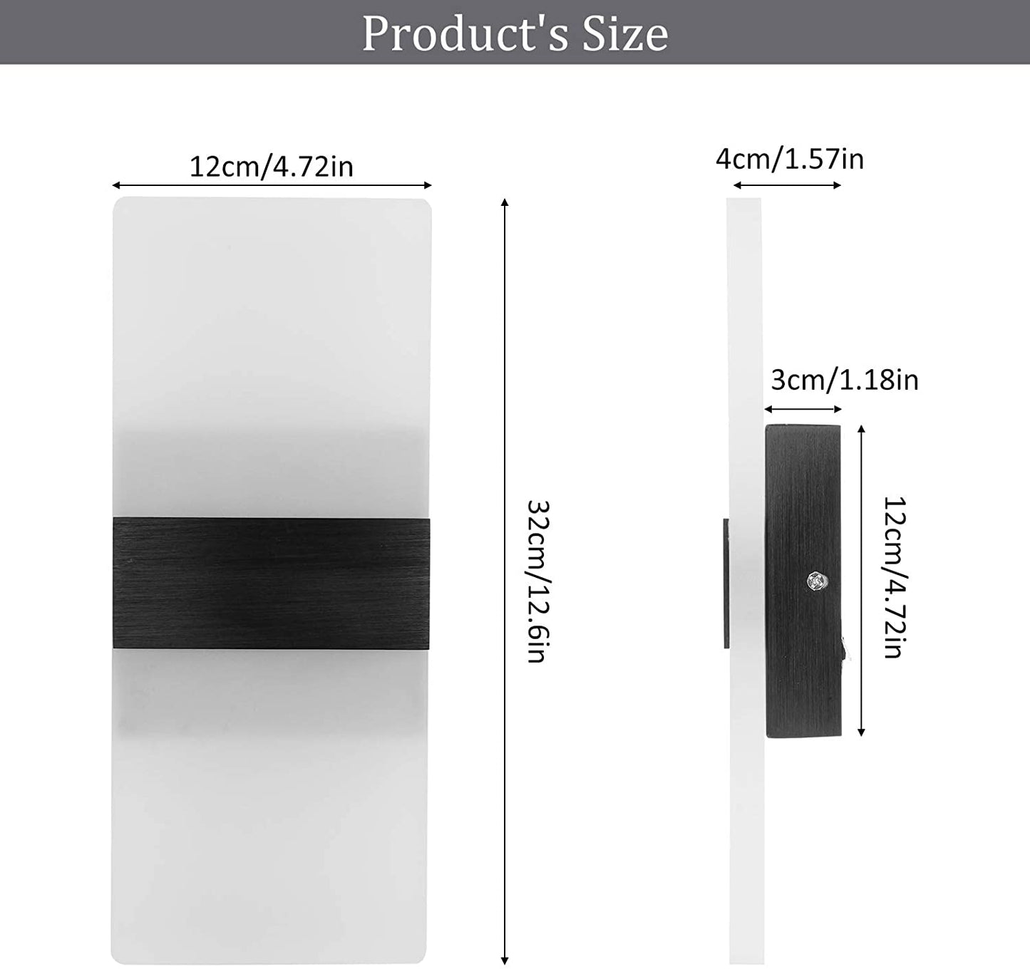 Modern Wall Sconce 12W LED Wall Lights Indoor Acrylic Modern Wall Light Set of 2 LED Wall Lamp for Hallway Living Room Corridor Bedroom, Warm White