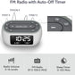 Glow Small Alarm Clock Radio for Bedrooms with 7 Color Night Light, Dual Alarm, Dimmer, USB Charger, Battery Backup, Nap Timer, FM Radio with Auto-Off Timer for Bedside（White）