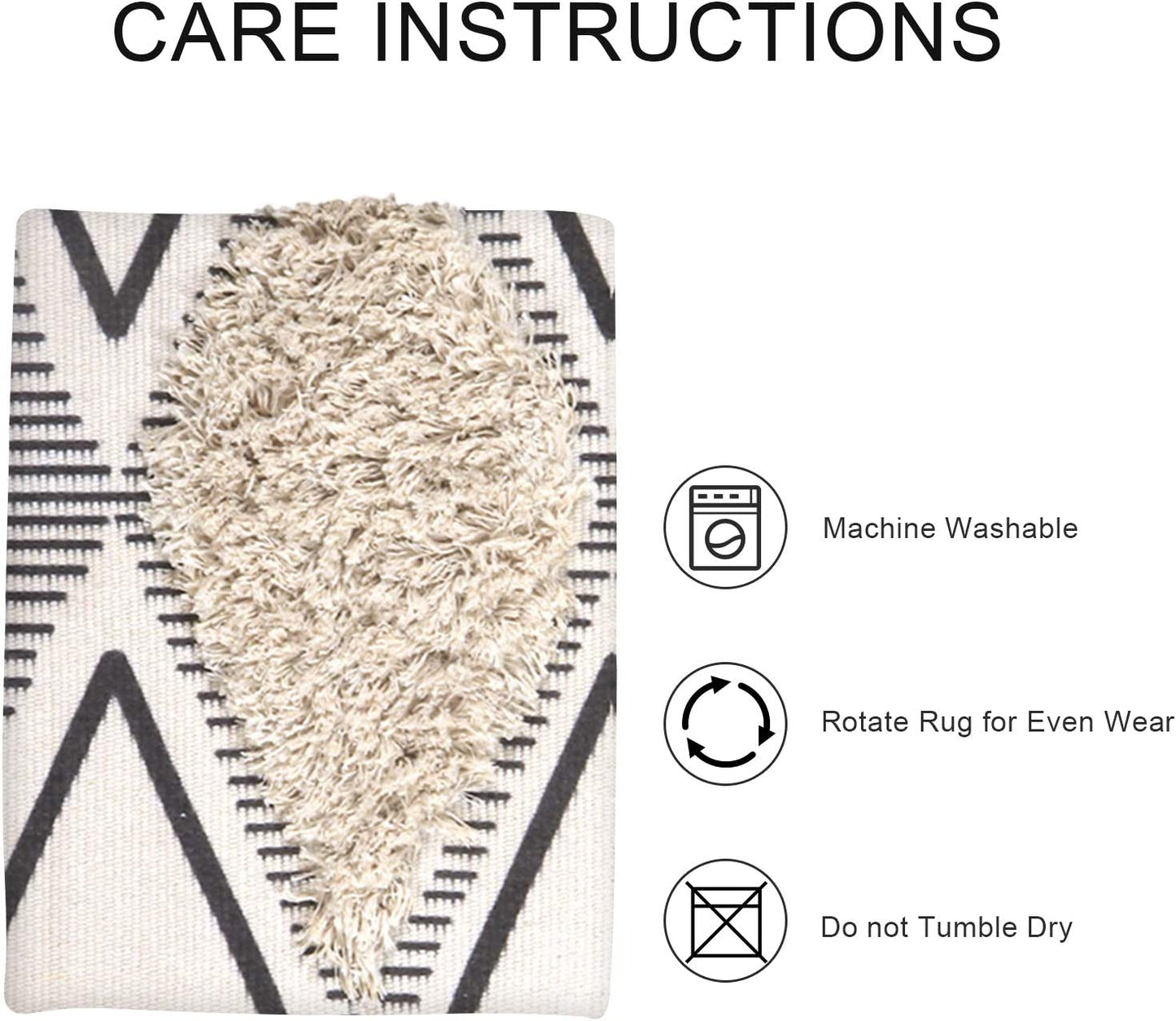 Boho Rugs for Bedroom, 2.3' X 5.3' Soft Woven Bathroom Runner Rug Washable Kitchen Rugs Bedroom Rug Fluffy Tufted Carpet Floor Mat Accent Mats for Hallway Laundry Room Entryway Farmhouse