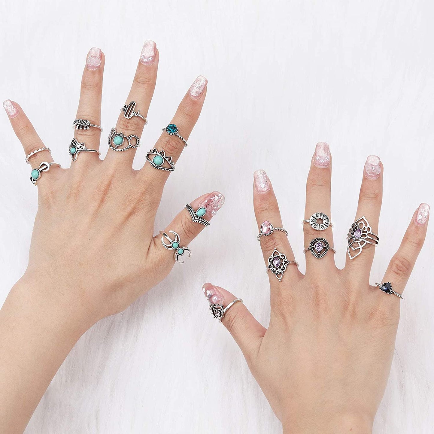 60-99 Pcs Knuckle Rings for Women Stackable Rings Set Silver Rings Gold Bohemian Retro Vintage Joint Finger Rings Hollow Carved Flowers Knuckle Midi Rings