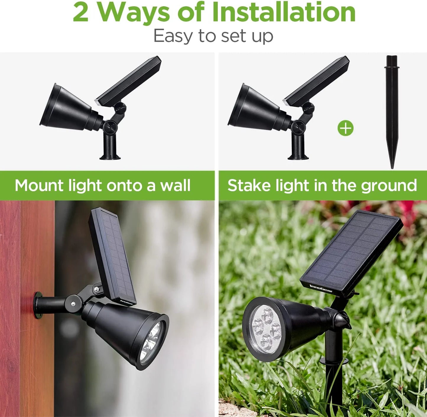Solar Outdoor Lights, Solar Lights Outdoor Waterproof Solar Spot Lights Outdoor Spotlight for Yard Landscape Lighting Wall Lights Auto On/Off for Pathway Garden, Pack of 4 (Warm White)