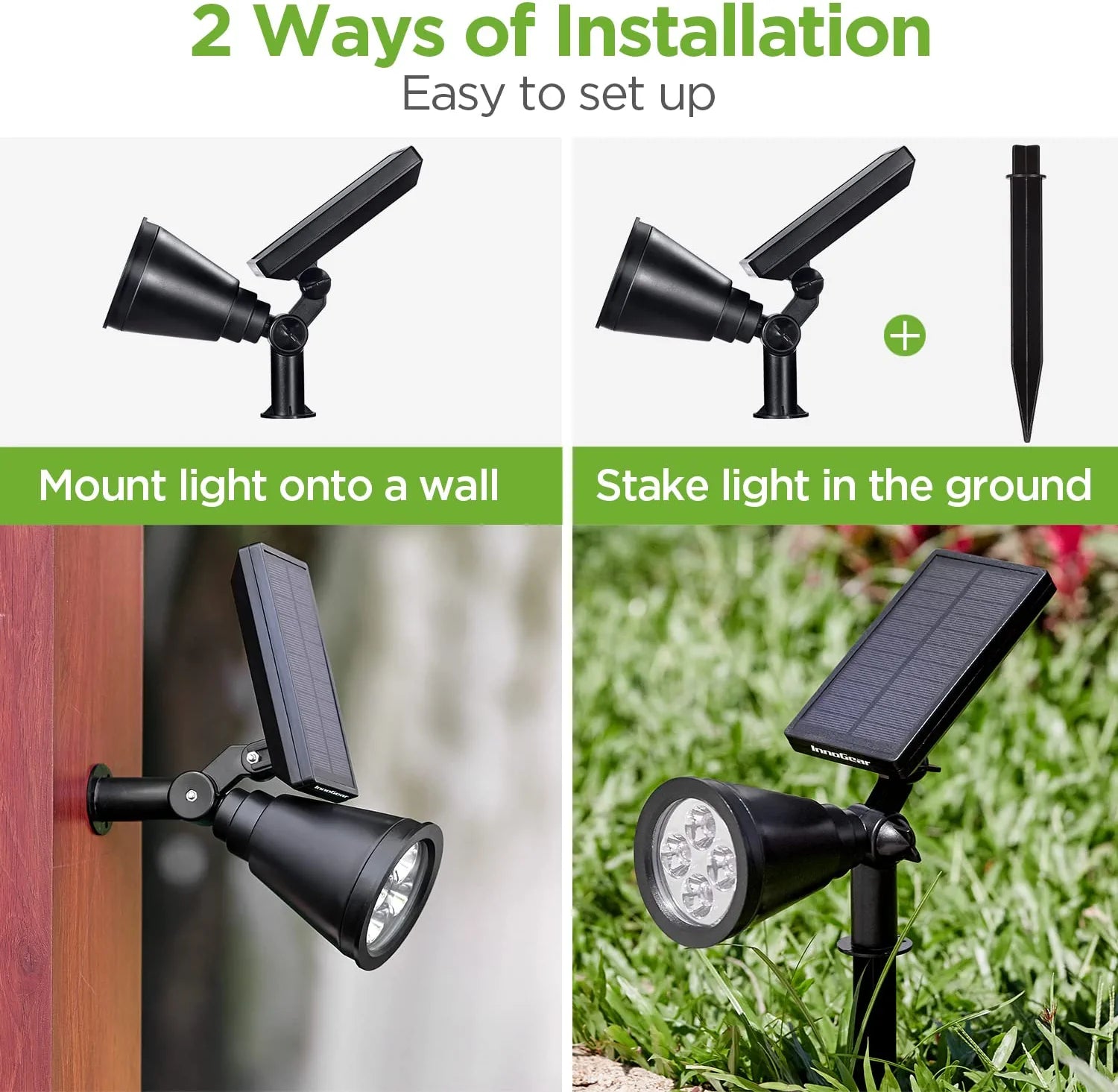 Solar Outdoor Lights, Solar Lights Outdoor Waterproof Solar Spot Lights Outdoor Spotlight for Yard Landscape Lighting Wall Lights Auto On/Off for Pathway Garden, Pack of 4 (Warm White)