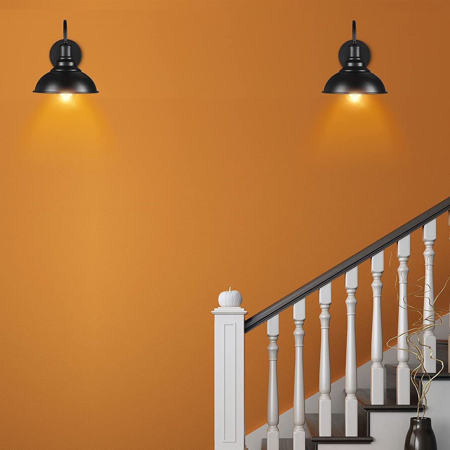Farmhouse Wall Sconce,  Industrial Black Wall Sconces, Gooseneck Wall Sconces Lighting, Wall Mount Lamp Fixtures for Barn Porch Bathroom Bedroom Living Room (2 Pack)
