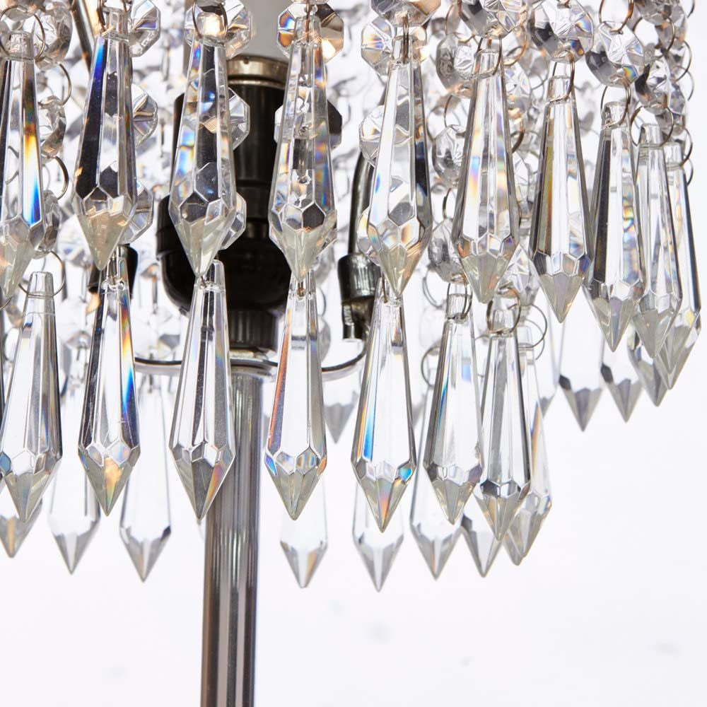 Chrome Crystal Table Lamp,Modern Crystal Touch Desk Lamp for Bedroom,Silver Desk Lamp with Crystal Shade for Bedrooms,Living Room,Bedside