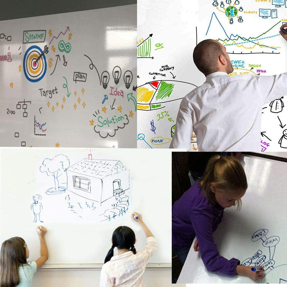 Self Adhesive White Board Paper Dry Erase Wall Stickers Roll 17.7" X 78.7" Board