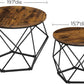 Small Coffee Table Set of 2, round Coffee Table with Steel Frame, Side End Table for Living Room, Bedroom, Office, Rustic Brown and Black ULET040B01