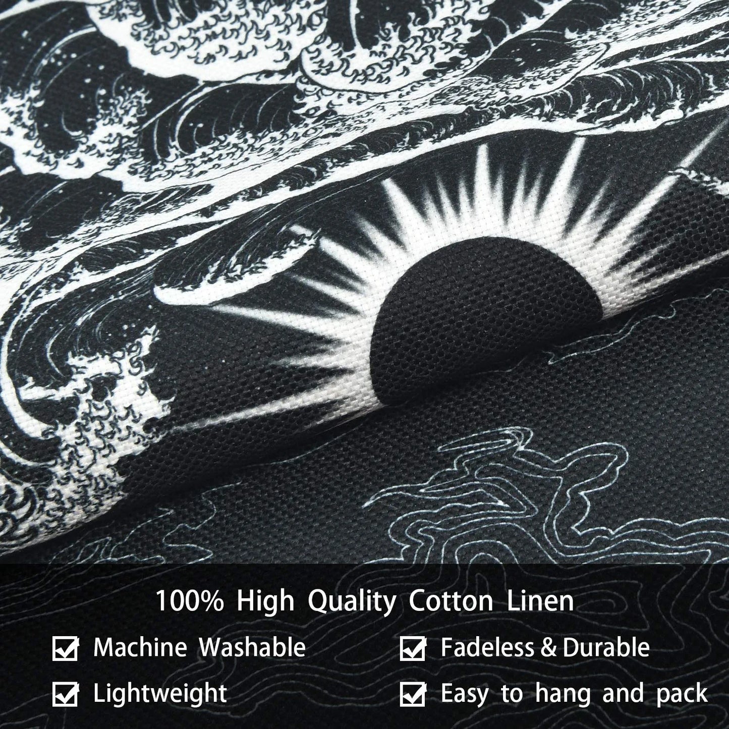 2 Pack Moon and Star Tapestry Great Ocean Wave Tapestry Sunset Tapestry Mountain Tapestry Black and White Art Tapestry Wall Hanging for Room(13.8 X 19.7 Inches)
