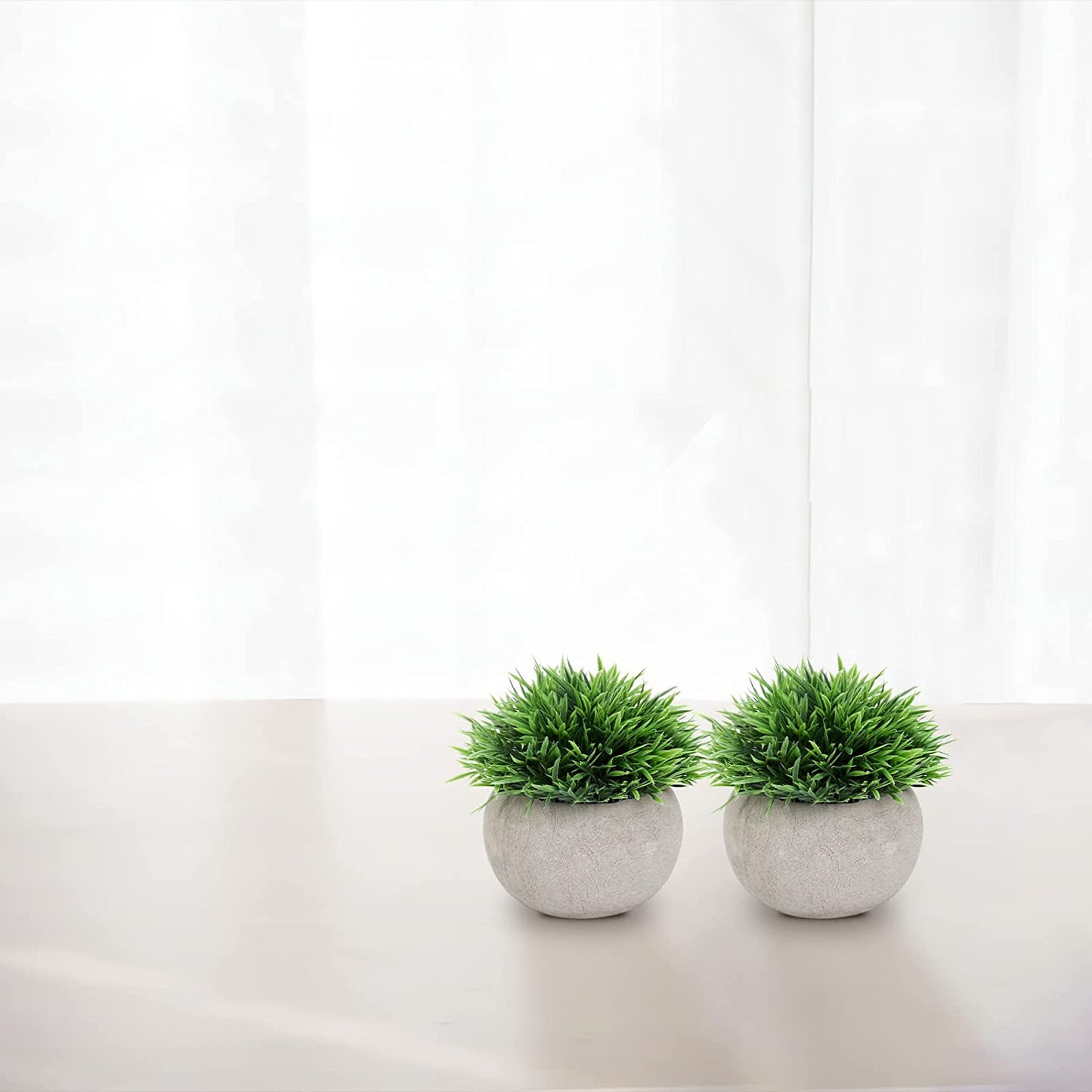 2 Pcs Fake Plants for Bathroom/Home Office Decor, Small Artificial Faux Greenery for House Decorations (Potted Plants)