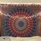 Indian Hippie Bohemian Psychedelic Golden Blue Peacock Mandala Wall Hanging Bedding Tapestry (Golden Blue, Queen (84X90Inches)(215X230Cms))