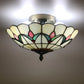 12 Inch Vintage Chandeliers Light Tiffany Style Ceiling Light Fixture Stained Glass Flower Flush Mount Ceiling Lighting Fixtures Lamps