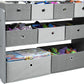 Kids Toy Organizer with 9 Storage Fabric Bins, Grey