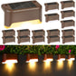 Solar Deck Lights Outdoor, 16 Pack Solar Step Lights LED Waterproof Solar Fence Lights Stair Lights for Railing, Deck, Patio, Yard, Post and Driveway, Warm White