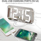 Digital Alarm Clock with 2 USB Charger Ports, LED Mirror Alarm Clocks for Bedrooms Office, Snooze Function, Adjustable Brightness, Bedside Alarm Clocks (White)