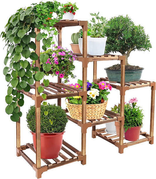 Upgraded Thicker Indoor Shoe Stand - Max Load 250 LB, 3 Tier Tall Shoe Stand for Home Corner Living Room, Wood Shoe Shelf Holder Fits up to 12 Inch Planters, Easy to Assemble